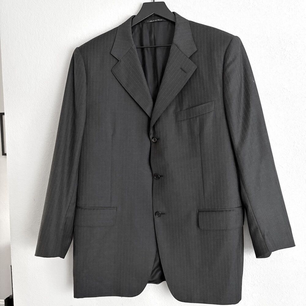 CANALI Men’s Pinstripe Three Button Suit Jacket Size 44R Charcoal